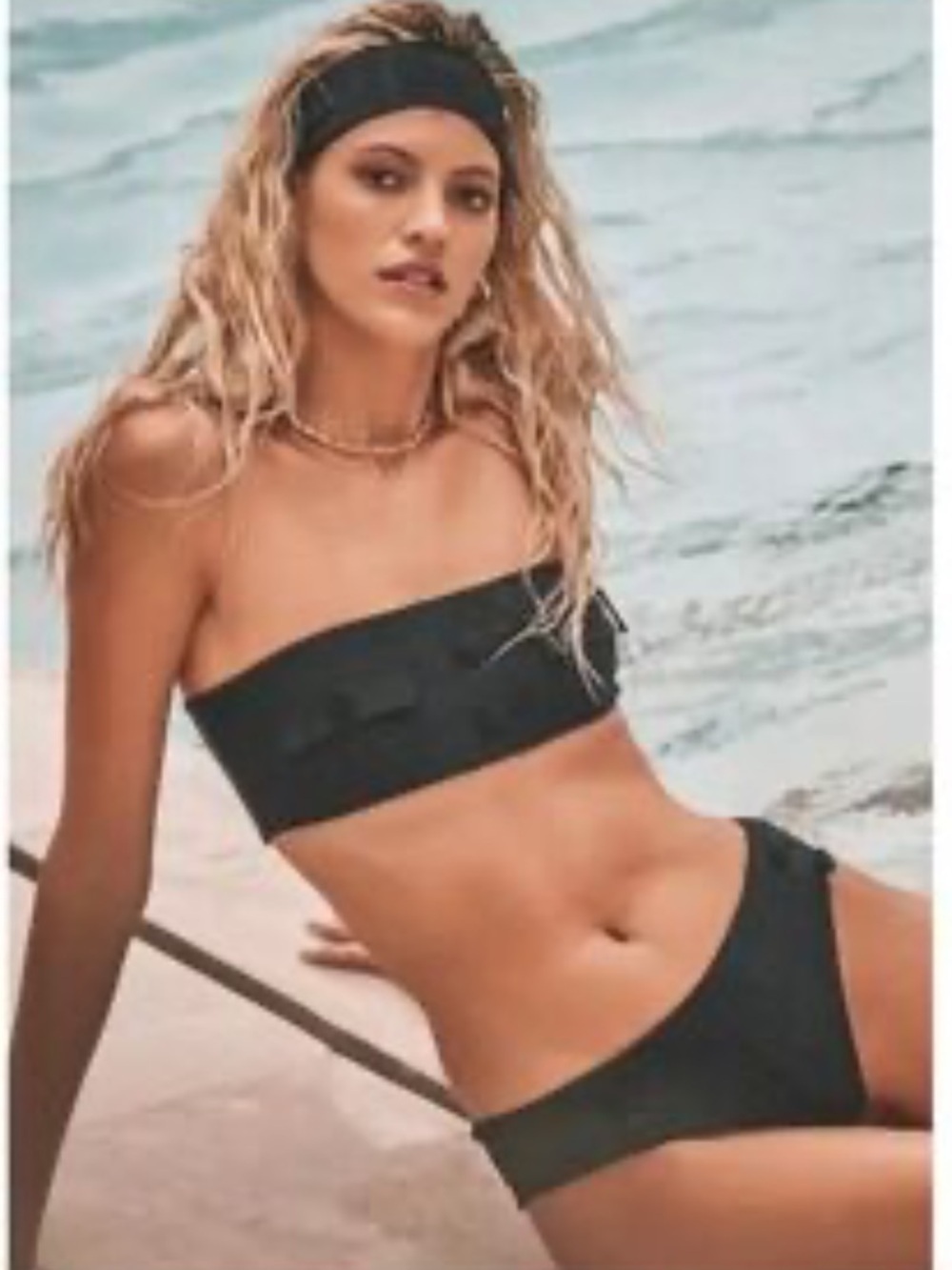 DEVON WINDSOR Revolve Black Gita Bandeau Bikini w/ Button Details new XL women’s